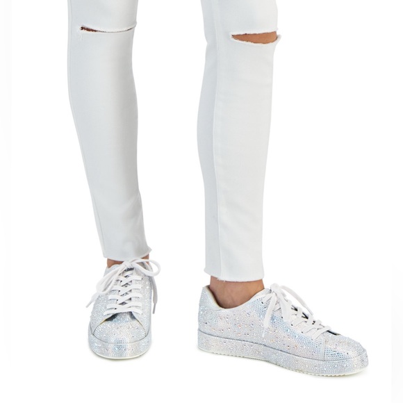 Silver bling tennis shoes (9.5) - Picture 1 of 6